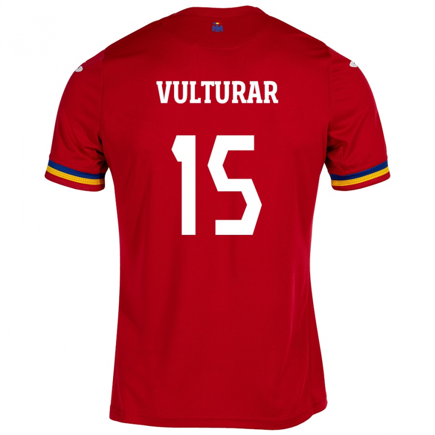 Bambino Maglia Romania Cătălin Vulturar #15 Rosso Kit Gara Away 24-26 Maglietta