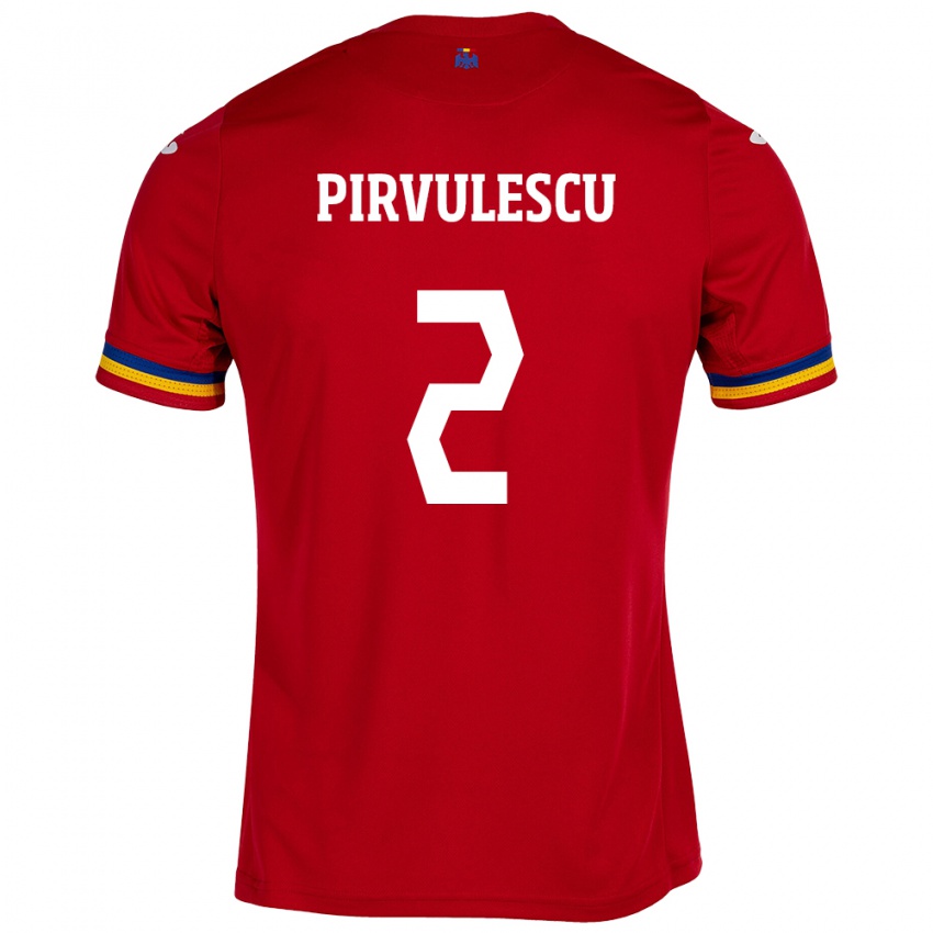 Bambino Maglia Romania Sergiu Pîrvulescu #2 Rosso Kit Gara Away 24-26 Maglietta