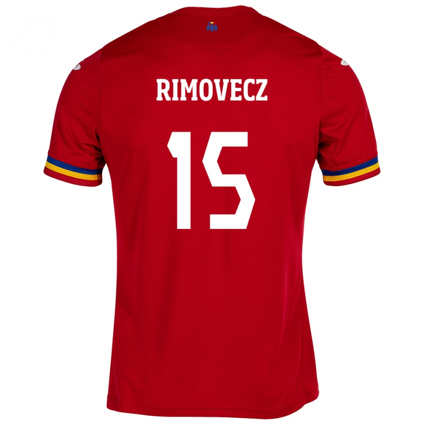 Bambino Maglia Romania Sergiu Rimovecz #15 Rosso Kit Gara Away 24-26 Maglietta