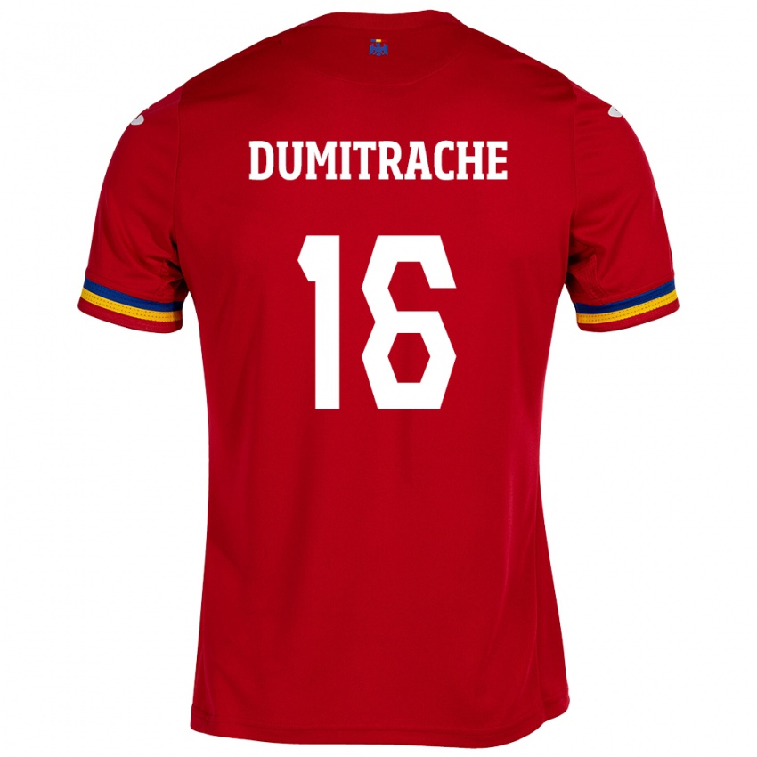 Bambino Maglia Romania Valentin Dumitrache #16 Rosso Kit Gara Away 24-26 Maglietta