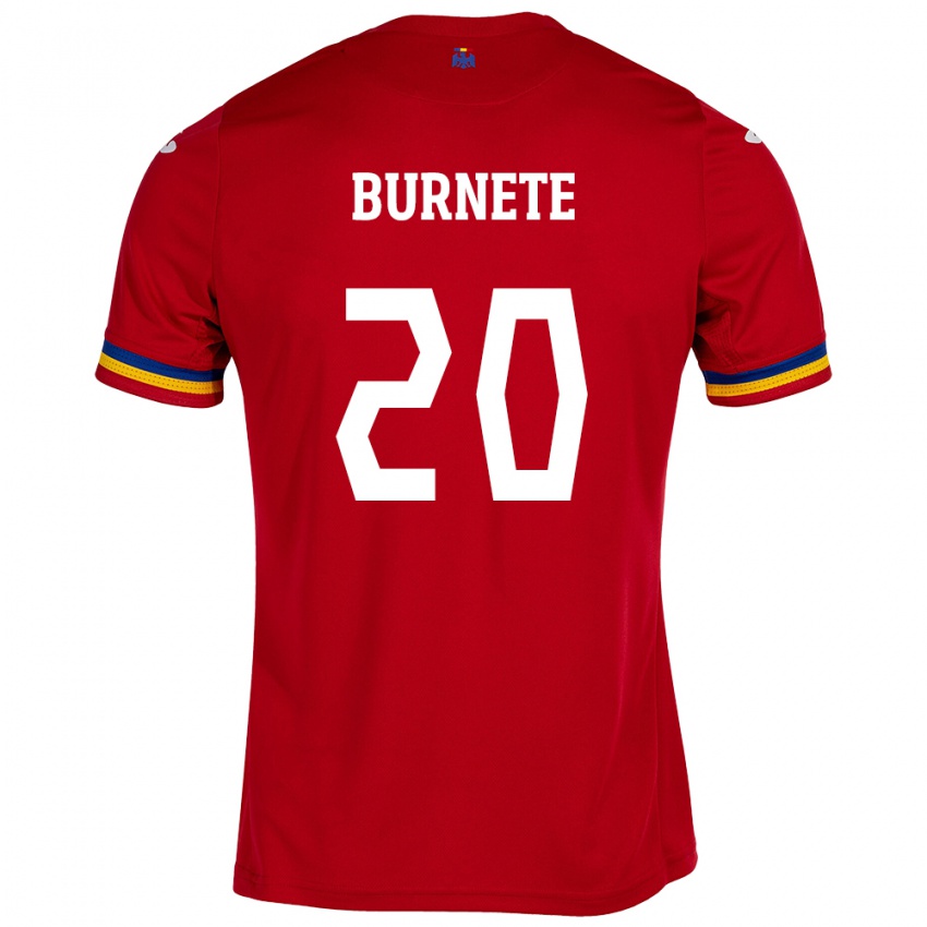 Bambino Maglia Romania Rareș Burnete #20 Rosso Kit Gara Away 24-26 Maglietta