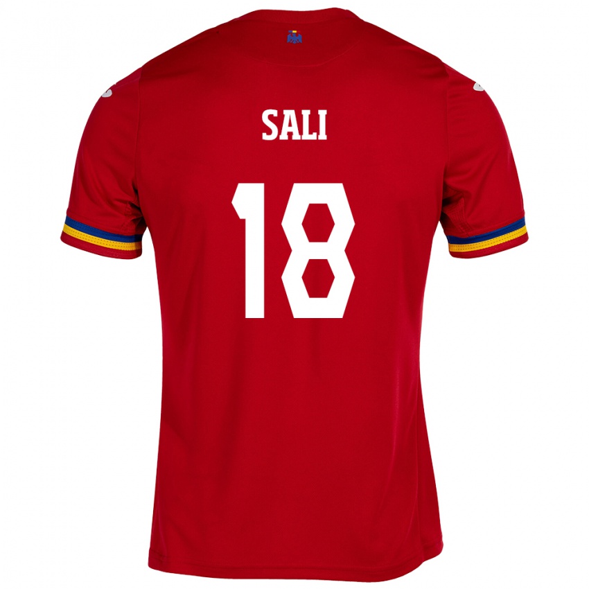 Bambino Maglia Romania Enes Sali #18 Rosso Kit Gara Away 24-26 Maglietta