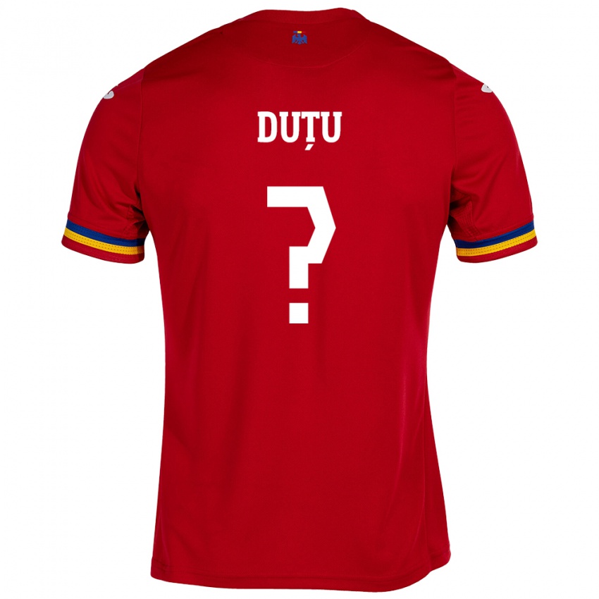 Bambino Maglia Romania Matteo Duțu #0 Rosso Kit Gara Away 24-26 Maglietta