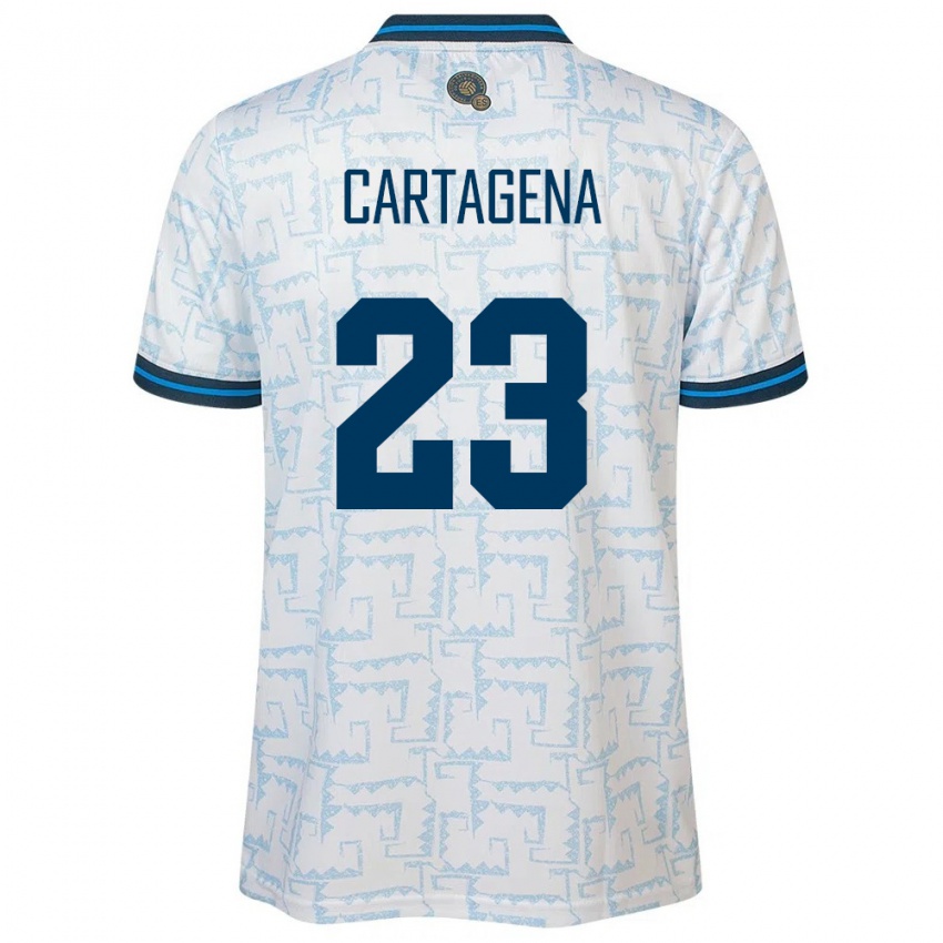 Bambino Maglia El Salvador Melvin Cartagena #23 Bianco Kit Gara Away 24-26 Maglietta