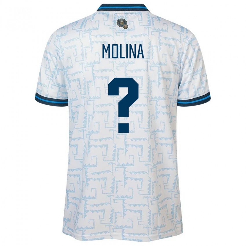 Bambino Maglia El Salvador William Molina #0 Bianco Kit Gara Away 24-26 Maglietta