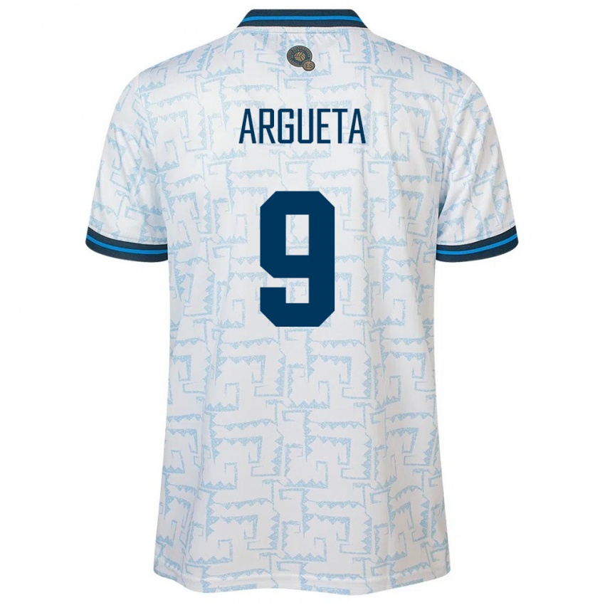 Bambino Maglia El Salvador Christopher Argueta #9 Bianco Kit Gara Away 24-26 Maglietta