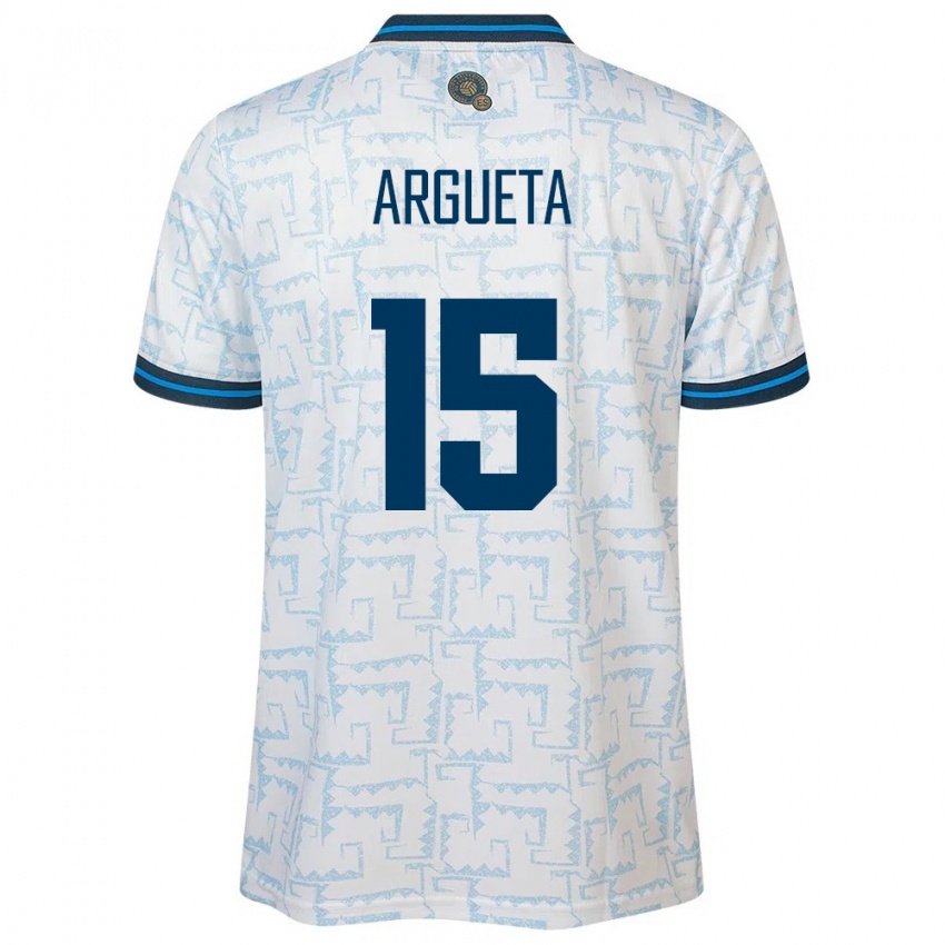Bambino Maglia El Salvador Germán Argueta #15 Bianco Kit Gara Away 24-26 Maglietta