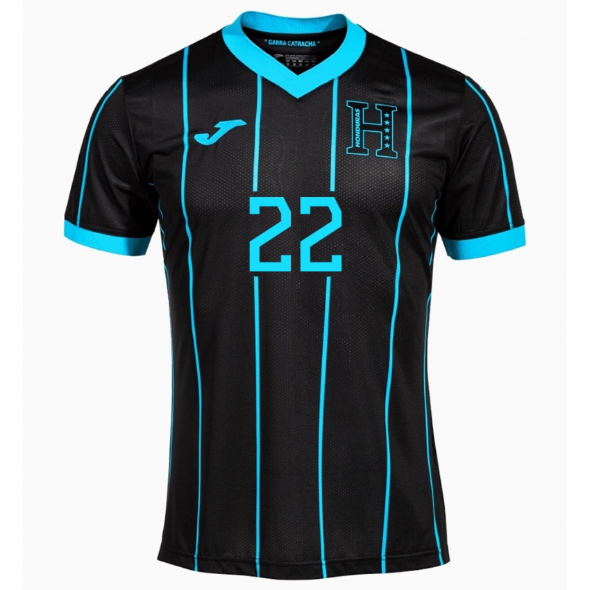 Bambino Maglia Honduras Luis López #22 Nero Kit Gara Away 24-26 Maglietta