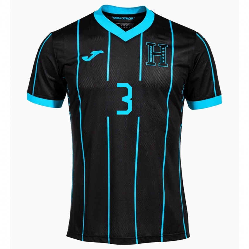 Bambino Maglia Honduras Bárbara Murillo #3 Nero Kit Gara Away 24-26 Maglietta