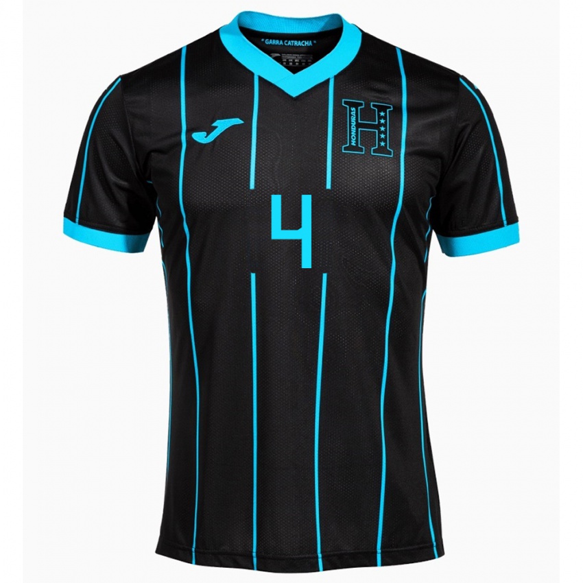 Bambino Maglia Honduras Brayan Vaquedano #4 Nero Kit Gara Away 24-26 Maglietta