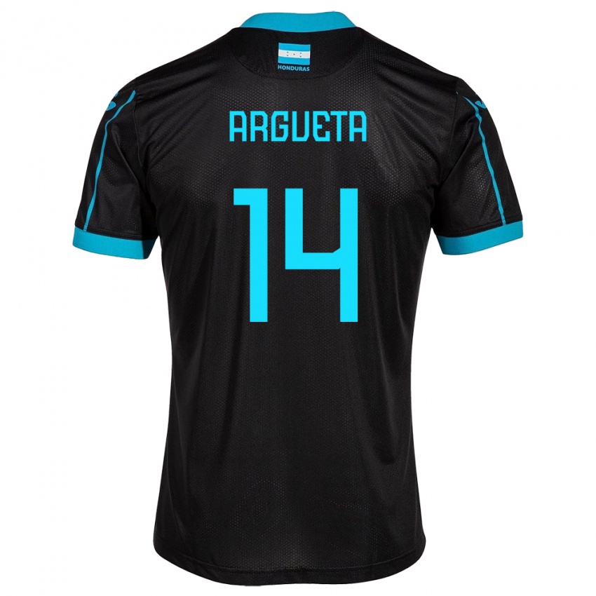 Bambino Maglia Honduras Carlos Argueta #14 Nero Kit Gara Away 24-26 Maglietta