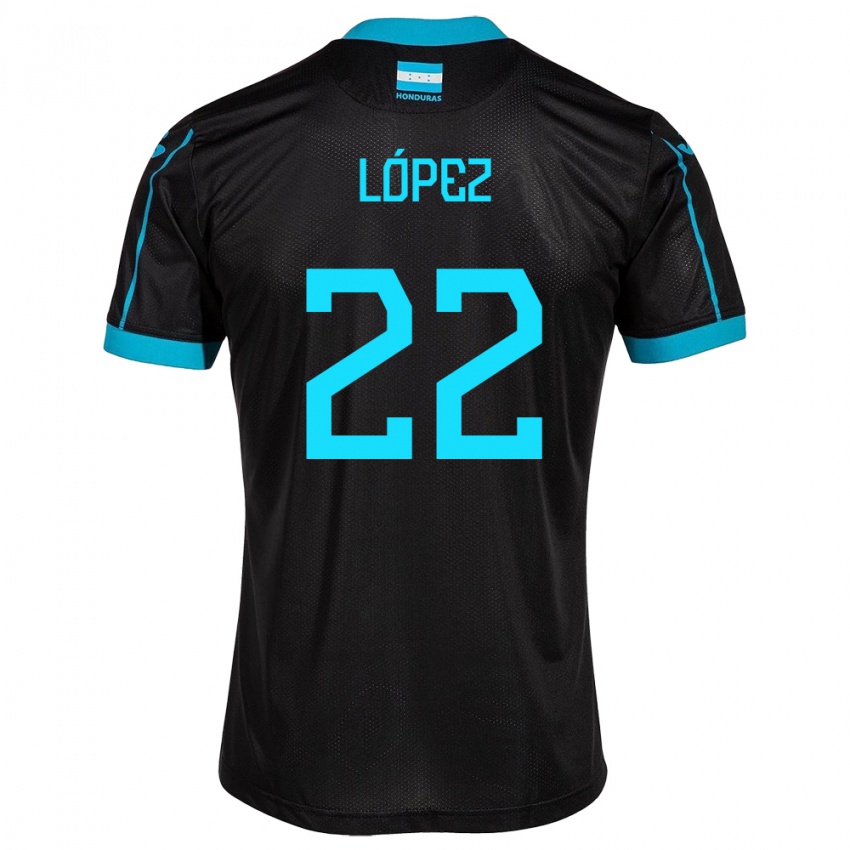 Bambino Maglia Honduras Luis López #22 Nero Kit Gara Away 24-26 Maglietta