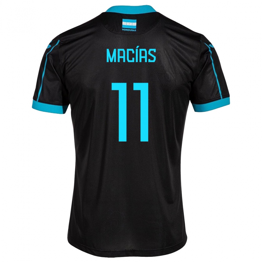 Bambino Maglia Honduras Jefryn Macías #11 Nero Kit Gara Away 24-26 Maglietta