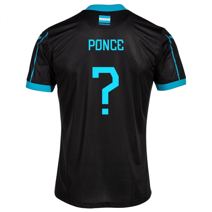 Bambino Maglia Honduras Justin Ponce #0 Nero Kit Gara Away 24-26 Maglietta