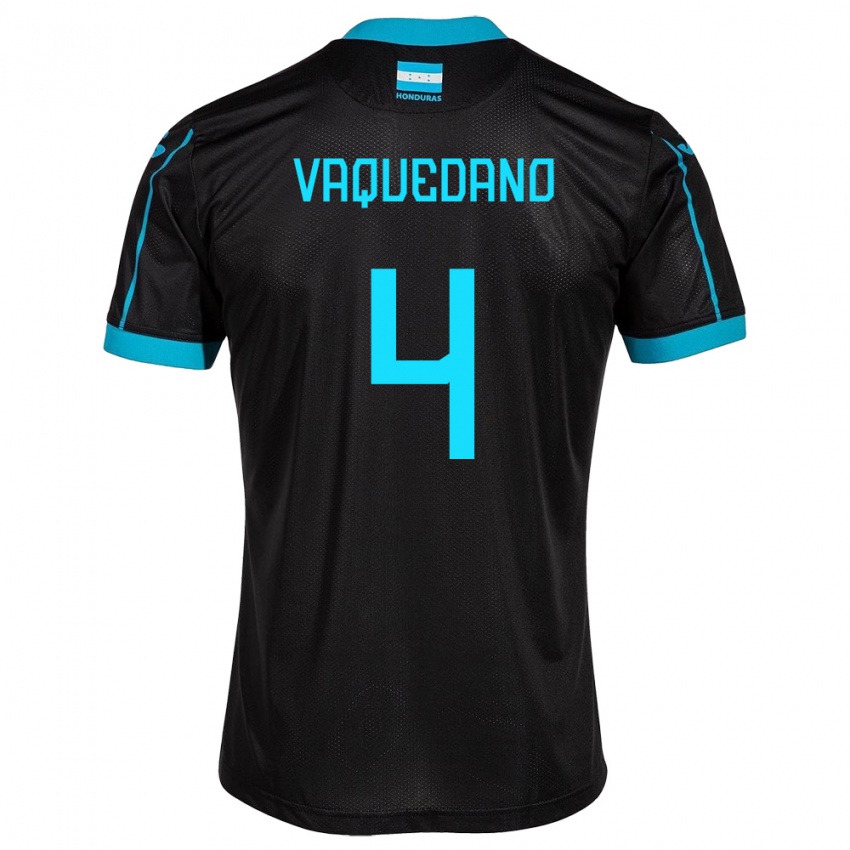 Bambino Maglia Honduras Brayan Vaquedano #4 Nero Kit Gara Away 24-26 Maglietta