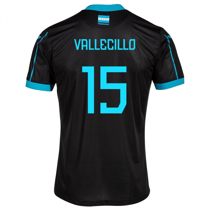 Bambino Maglia Honduras Eric Vallecillo #15 Nero Kit Gara Away 24-26 Maglietta