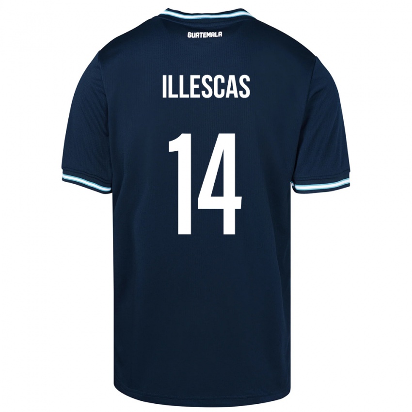 Bambino Maglia Guatemala Kevin Illescas #14 Blu Kit Gara Away 24-26 Maglietta