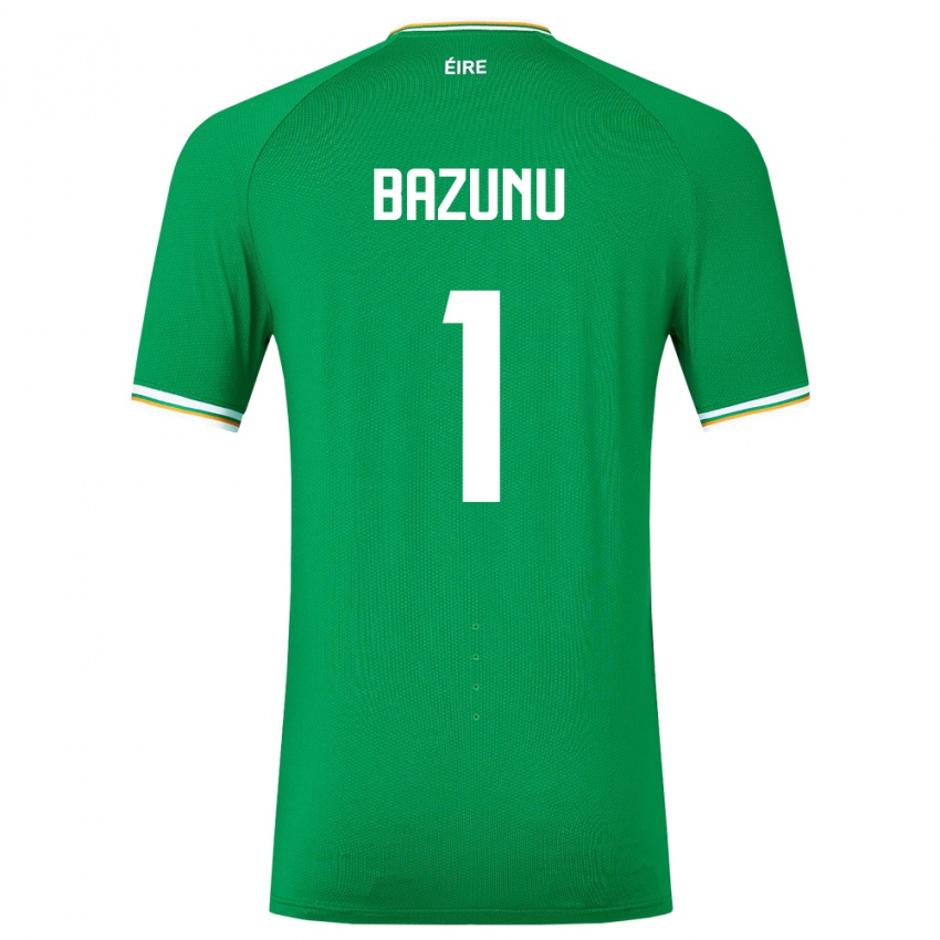 Uomo Maglia Irlanda Gavin Bazunu #1 Verde Kit Gara Home 24-26 Maglietta