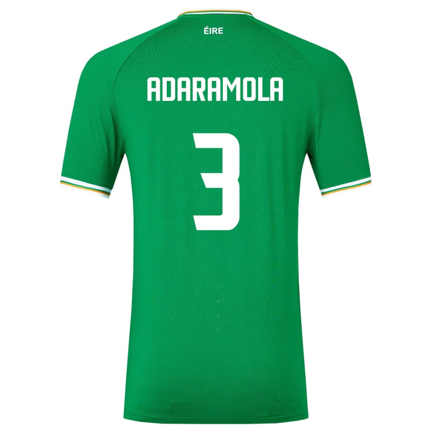 Uomo Maglia Irlanda Tayo Adaramola #3 Verde Kit Gara Home 24-26 Maglietta