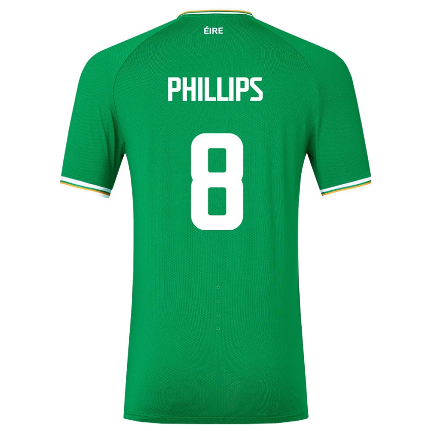 Uomo Maglia Irlanda Killian Phillips #8 Verde Kit Gara Home 24-26 Maglietta