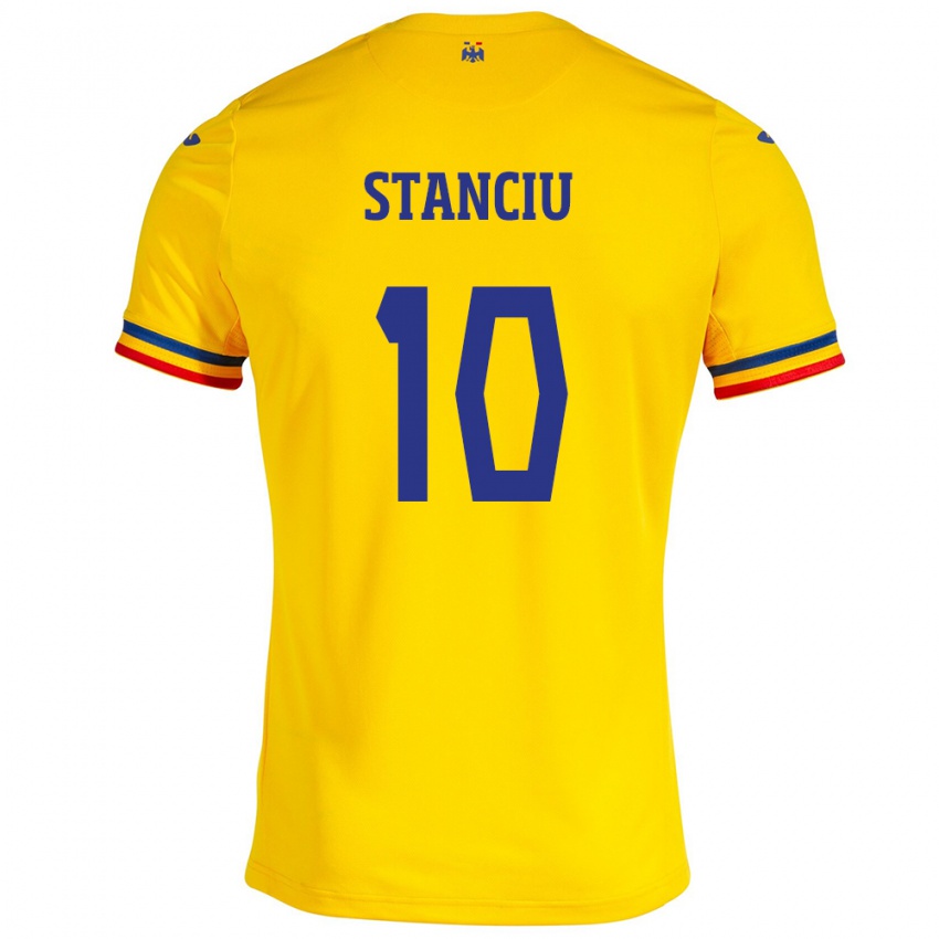Uomo Maglia Romania Nicolae Stanciu #10 Giallo Kit Gara Home 24-26 Maglietta