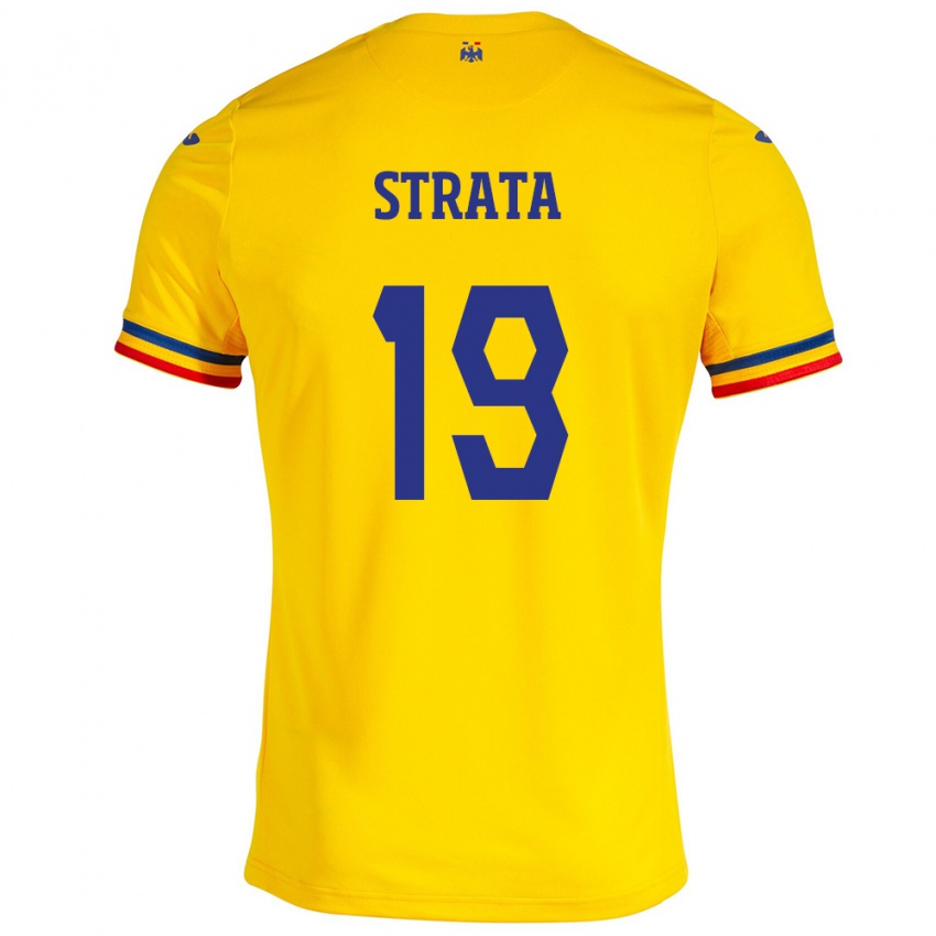 Uomo Maglia Romania Tony Strata #19 Giallo Kit Gara Home 24-26 Maglietta