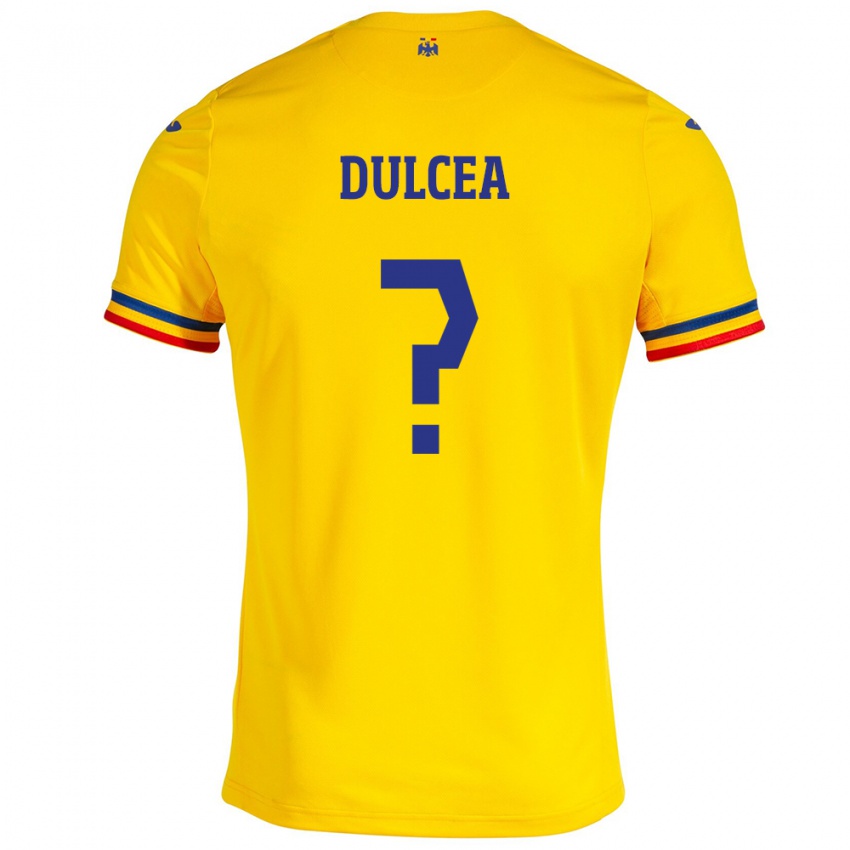 Uomo Maglia Romania Patrick Dulcea #0 Giallo Kit Gara Home 24-26 Maglietta