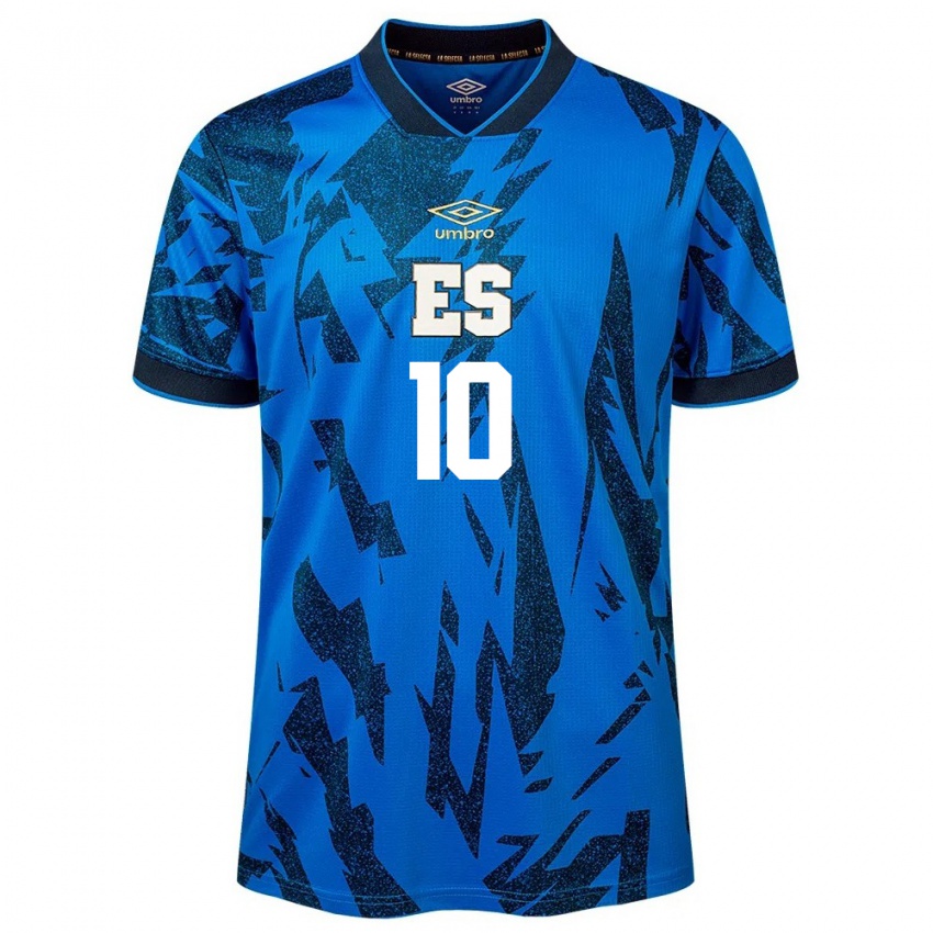 Uomo Maglia El Salvador Enrico Dueñas #10 Blu Kit Gara Home 24-26 Maglietta