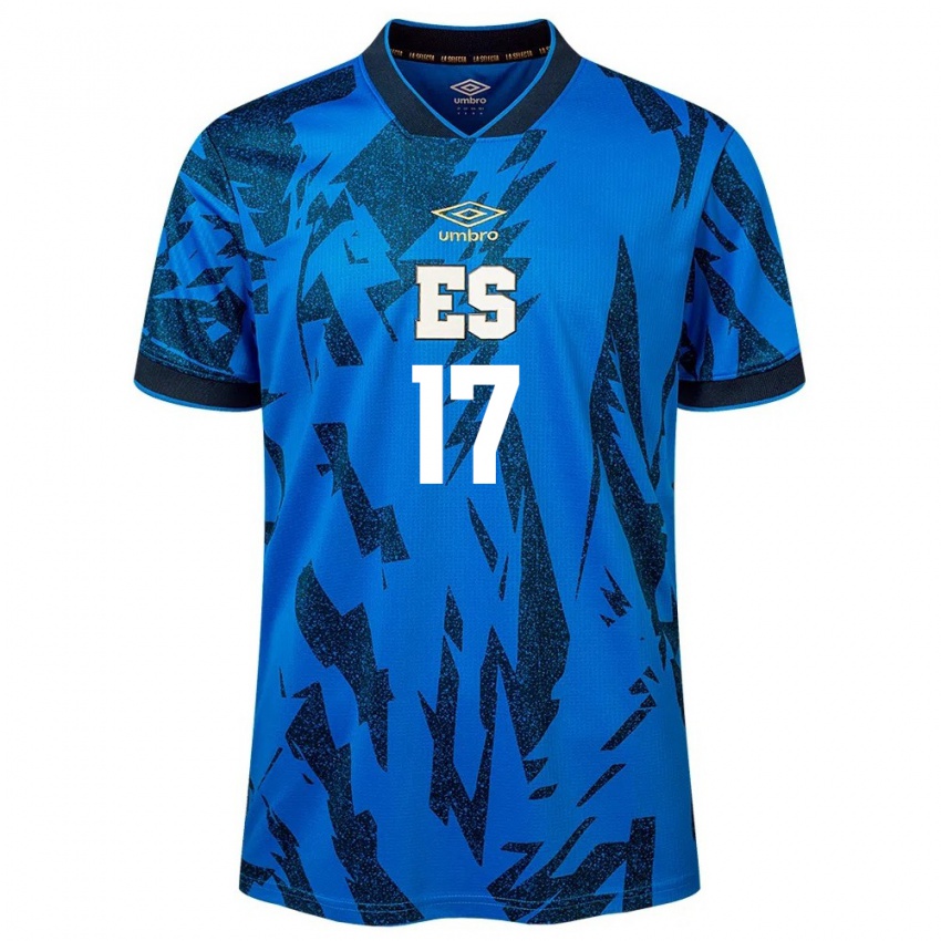 Uomo Maglia El Salvador Kevin Román #17 Blu Kit Gara Home 24-26 Maglietta