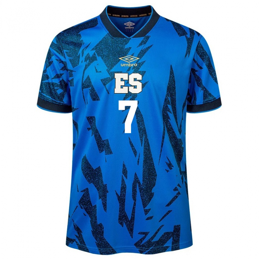 Uomo Maglia El Salvador Danielle Fuentes #7 Blu Kit Gara Home 24-26 Maglietta