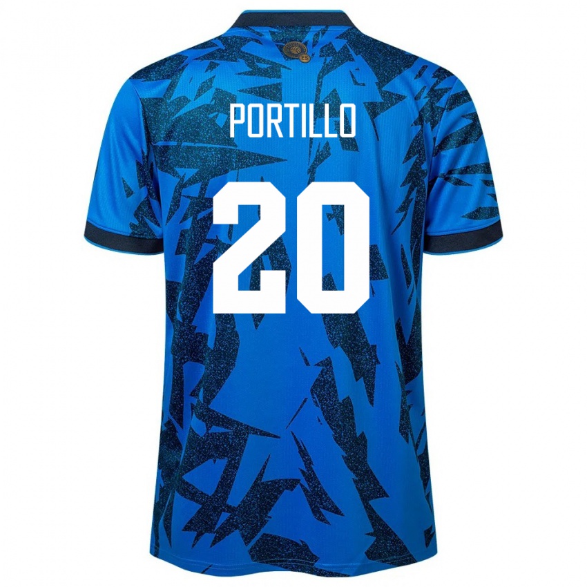 Uomo Maglia El Salvador Isaac Portillo #20 Blu Kit Gara Home 24-26 Maglietta