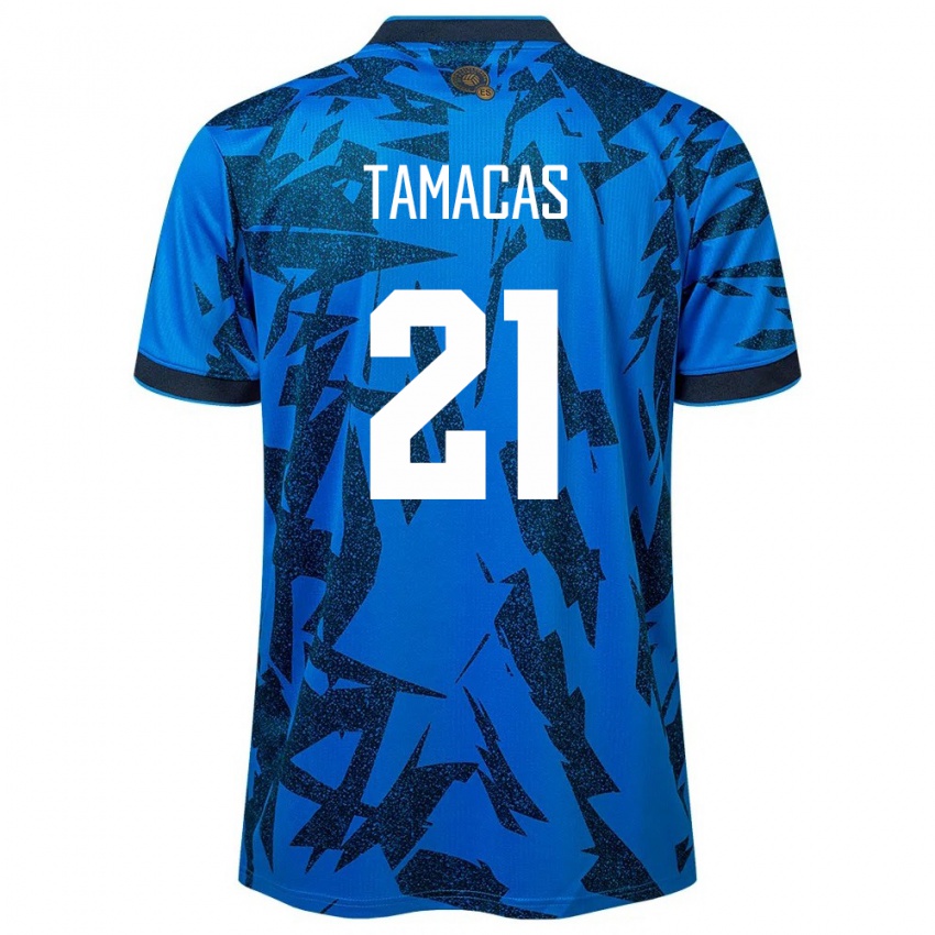 Uomo Maglia El Salvador Bryan Tamacas #21 Blu Kit Gara Home 24-26 Maglietta