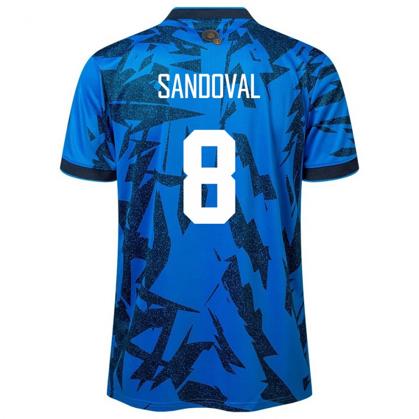 Uomo Maglia El Salvador Emerson Sandoval #8 Blu Kit Gara Home 24-26 Maglietta