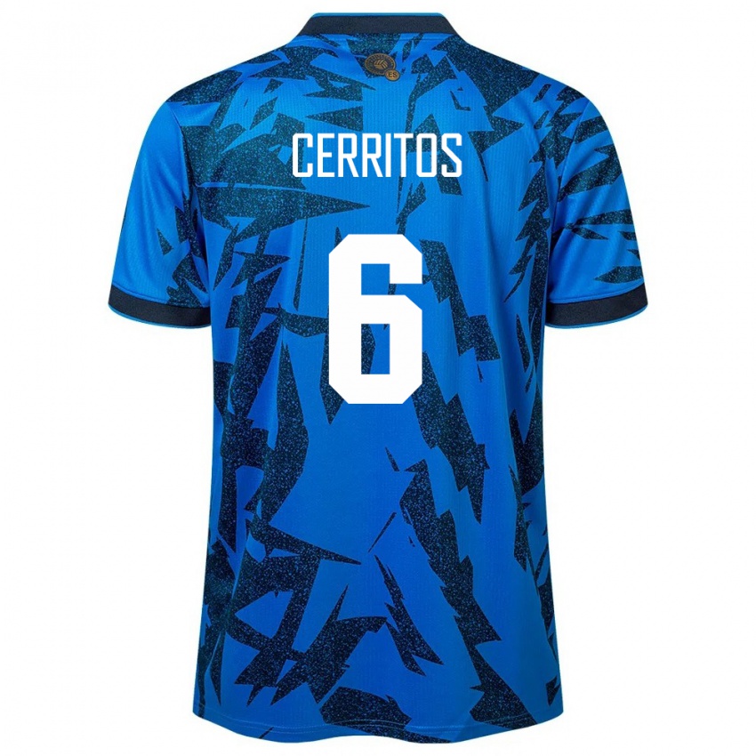 Uomo Maglia El Salvador Mauricio Cerritos #6 Blu Kit Gara Home 24-26 Maglietta