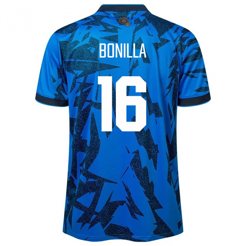 Uomo Maglia El Salvador Elmer Bonilla #16 Blu Kit Gara Home 24-26 Maglietta