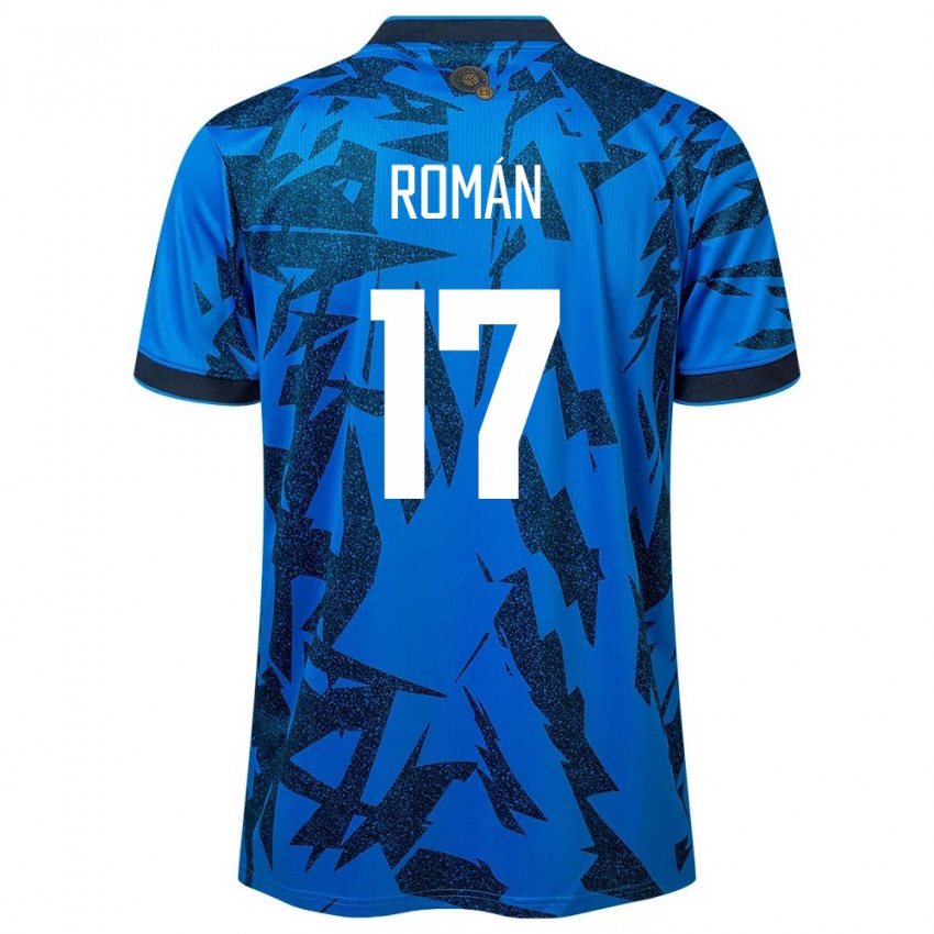 Uomo Maglia El Salvador Kevin Román #17 Blu Kit Gara Home 24-26 Maglietta