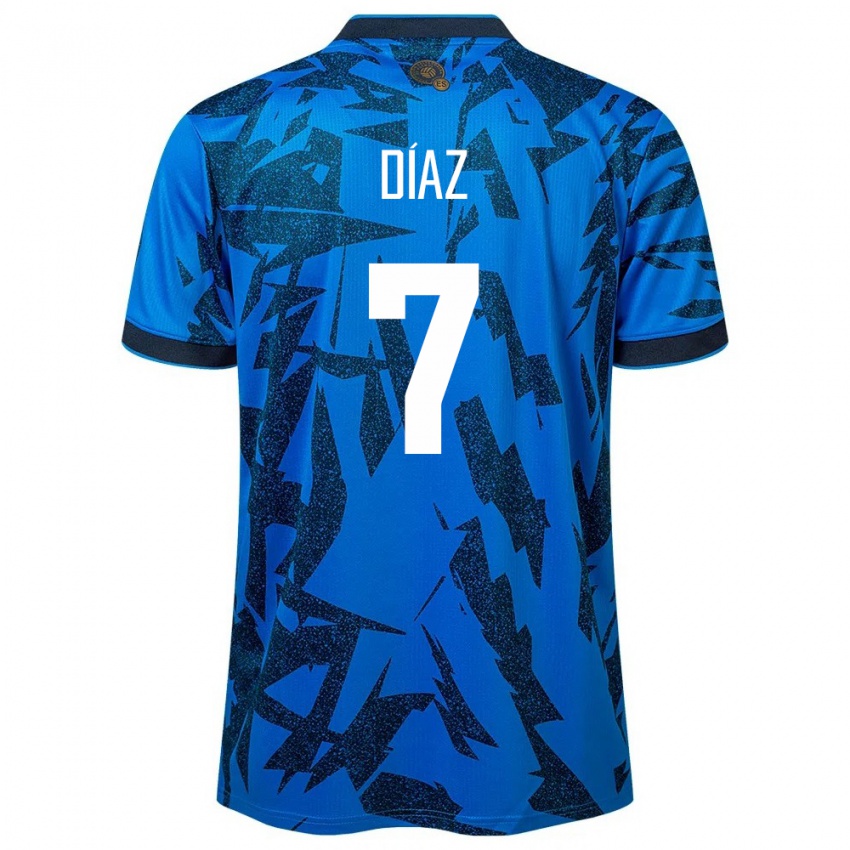 Uomo Maglia El Salvador Nelson Díaz #7 Blu Kit Gara Home 24-26 Maglietta