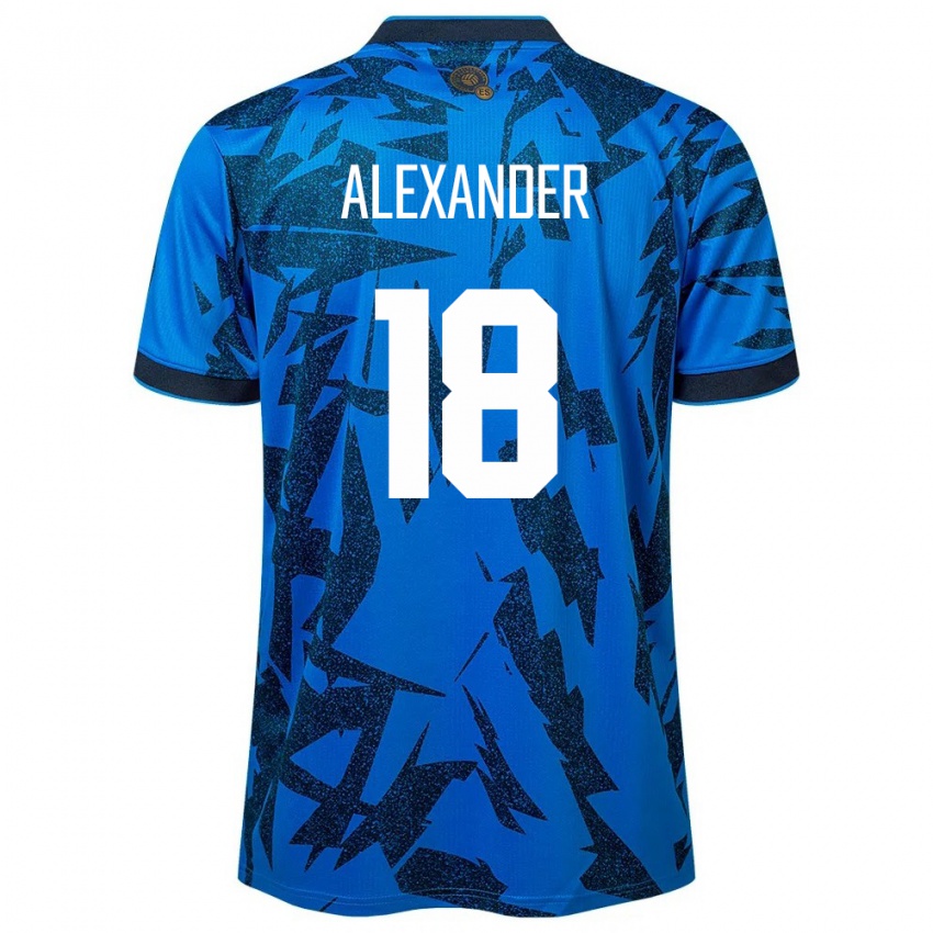 Uomo Maglia El Salvador Alexander Aguilar #18 Blu Kit Gara Home 24-26 Maglietta