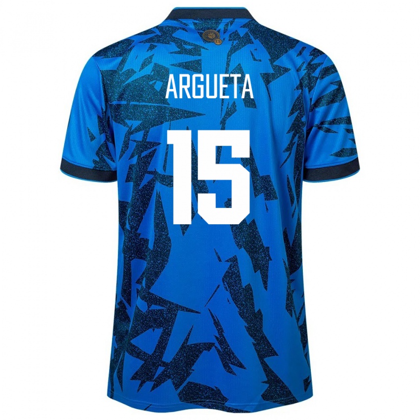 Uomo Maglia El Salvador Germán Argueta #15 Blu Kit Gara Home 24-26 Maglietta