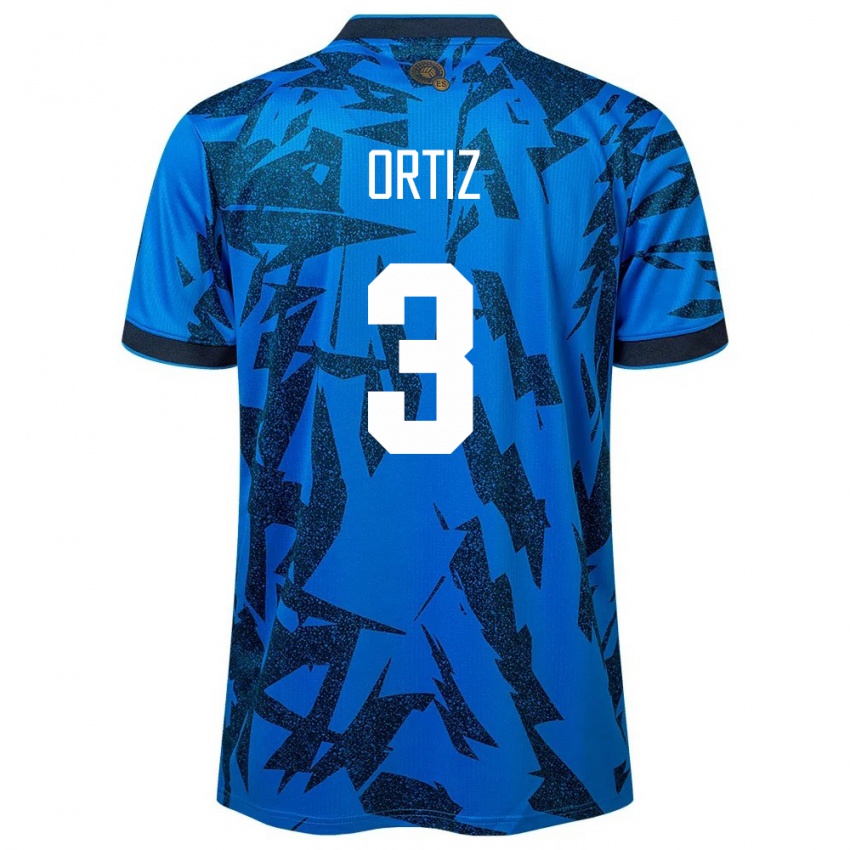 Uomo Maglia El Salvador Priscila Ortiz #3 Blu Kit Gara Home 24-26 Maglietta