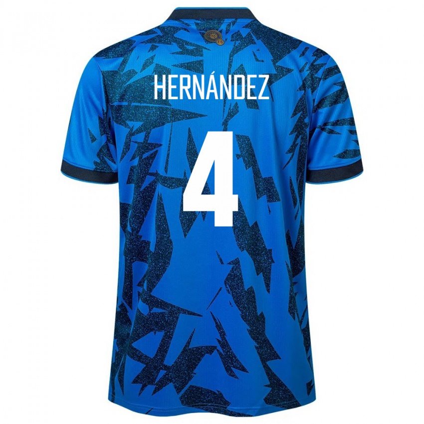 Uomo Maglia El Salvador Elaily Hernández #4 Blu Kit Gara Home 24-26 Maglietta