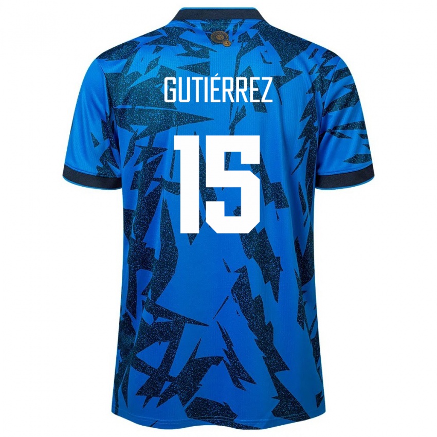 Uomo Maglia El Salvador Danya Gutiérrez #15 Blu Kit Gara Home 24-26 Maglietta