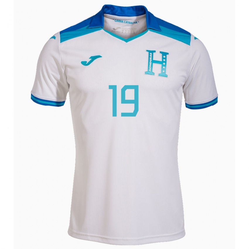 Uomo Maglia Honduras Russel Cruz #19 Bianco Kit Gara Home 24-26 Maglietta