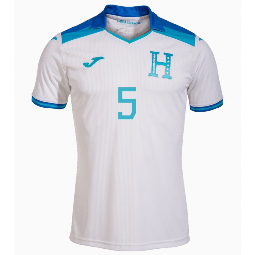 Uomo Maglia Honduras Luis Vega #5 Bianco Kit Gara Home 24-26 Maglietta