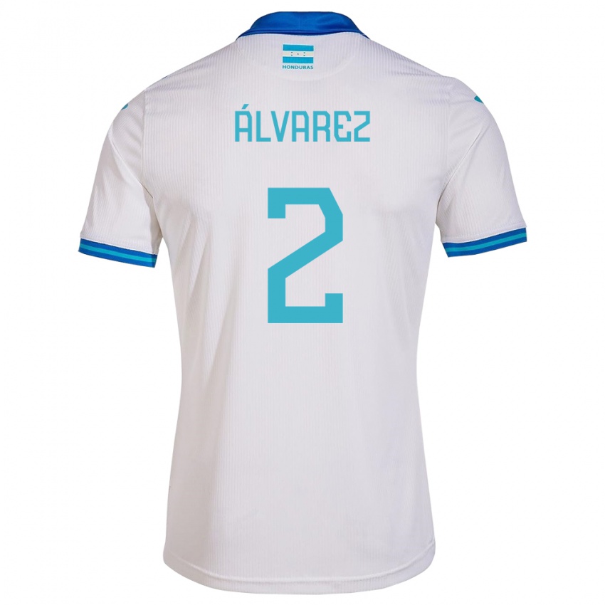 Uomo Maglia Honduras Kevin Álvarez #2 Bianco Kit Gara Home 24-26 Maglietta