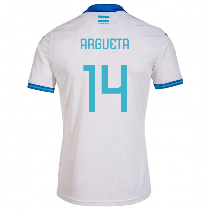 Uomo Maglia Honduras Carlos Argueta #14 Bianco Kit Gara Home 24-26 Maglietta