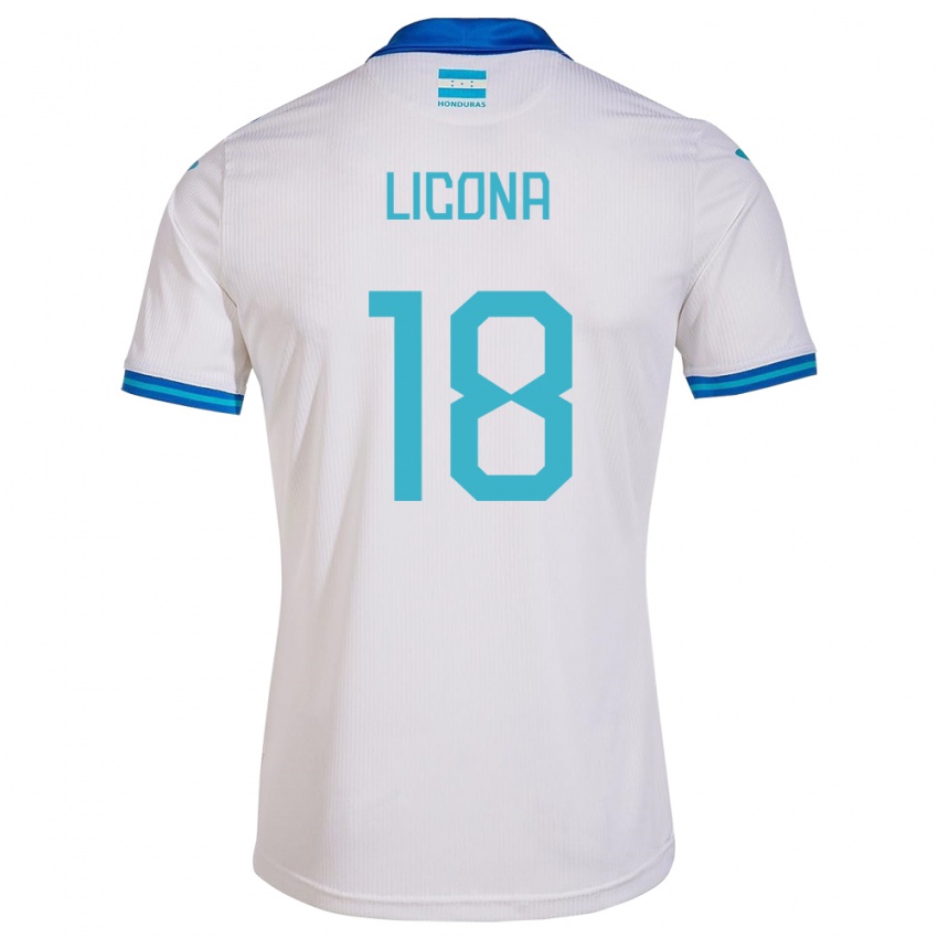 Uomo Maglia Honduras Marlon Licona #18 Bianco Kit Gara Home 24-26 Maglietta