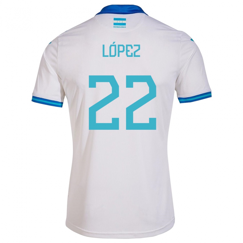 Uomo Maglia Honduras Luis López #22 Bianco Kit Gara Home 24-26 Maglietta