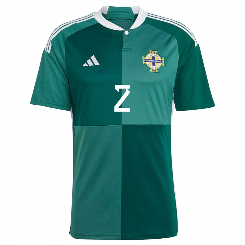 Uomo Maglia Irlanda Del Nord Brodie Spencer #2 Verde Kit Gara Home 24-26 Maglietta