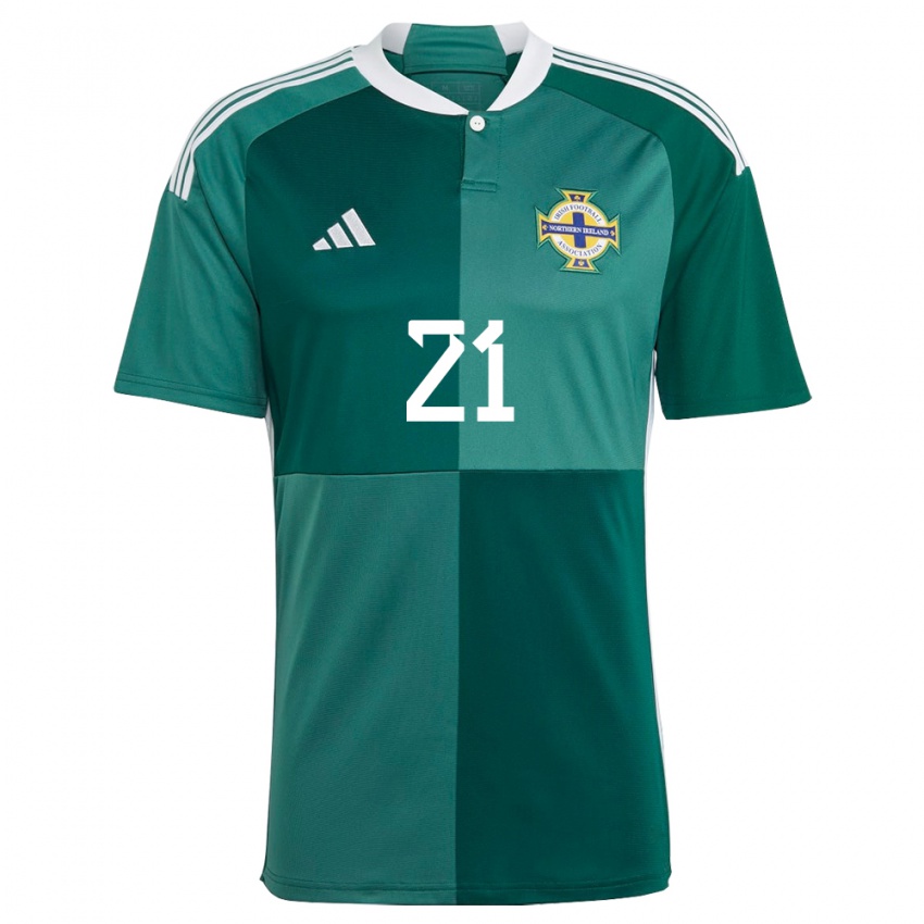 Uomo Maglia Irlanda Del Nord Kerry Beattie #21 Verde Kit Gara Home 24-26 Maglietta